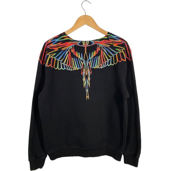 Marcelo Burlon Bird of Paradise Shoulder Print Cotton Fleece Crewneck mens Small - Picture 2 of 7